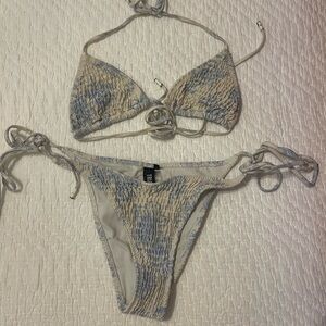 Blue and Cream Bikini Set